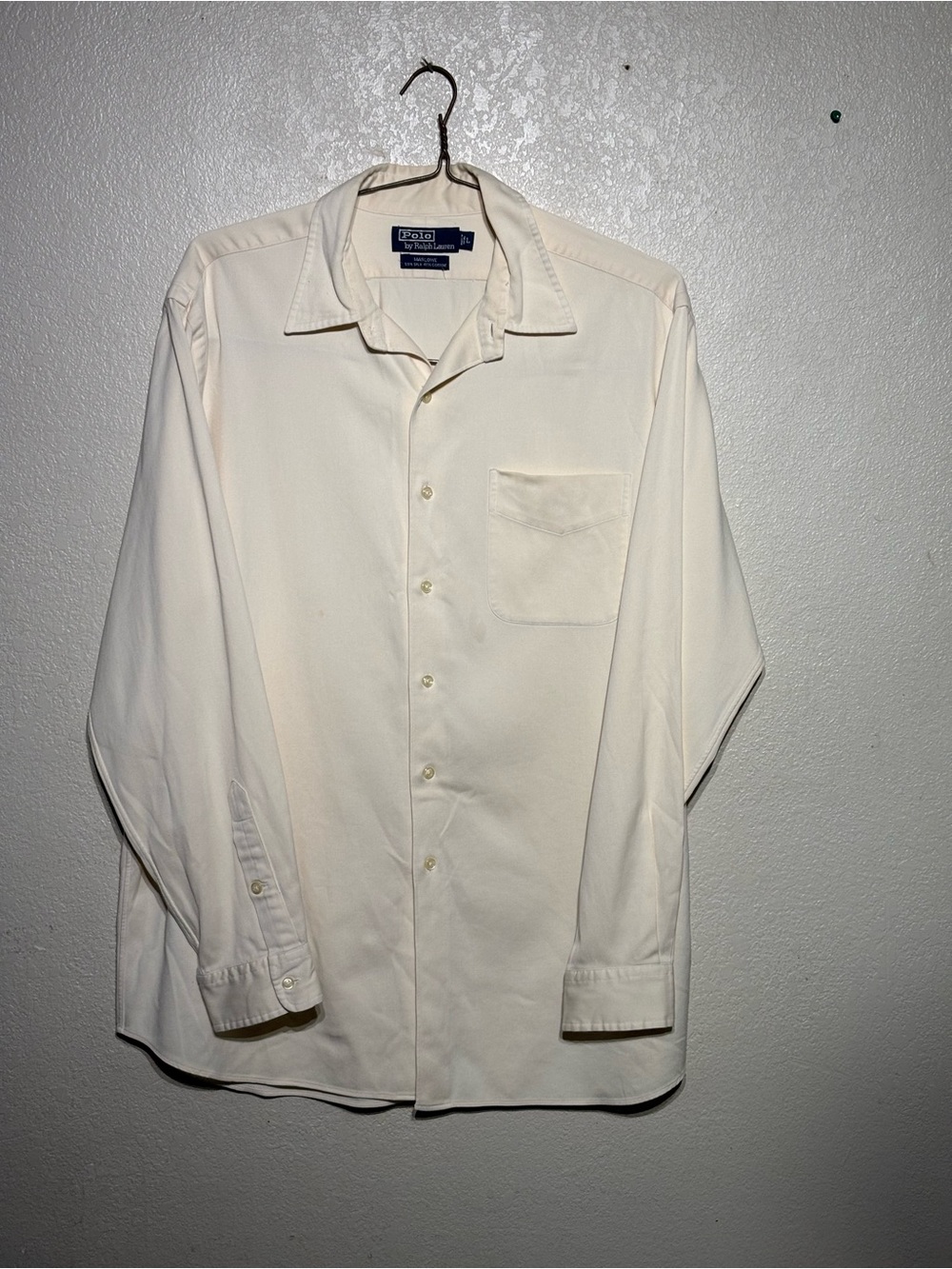Vintage Polo Ralph Lauren Marlowe Shirt Mens Large Yellow Silk Cotton Old Money